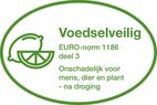 Voedselveilig - EURO-norm 1186 deel 5/14 - Onschadelijk voor mens, dier en plant - na droging Voedselveilig - EURO-norm 1186 deel 5/14 - Onschadelijk voor mens, dier en plant - na droging